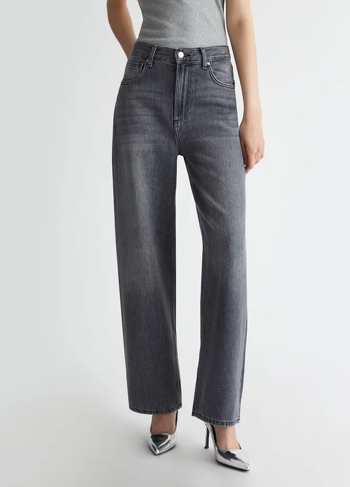 Women Liujo Flare Jeans Flared Cotton Jeans Grey Denim