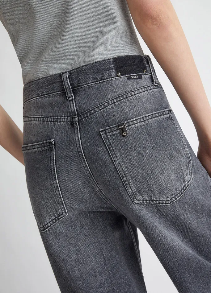Women Liujo Flare Jeans Flared Cotton Jeans Grey Denim