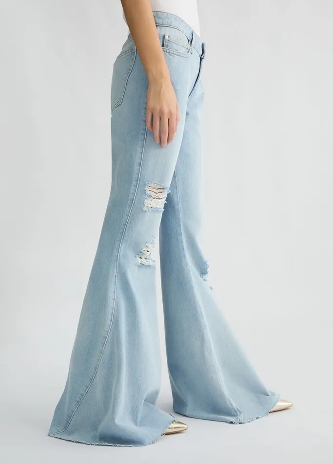 Women Liujo Flare Jeans LowRise Flared Jeans Blue Denim