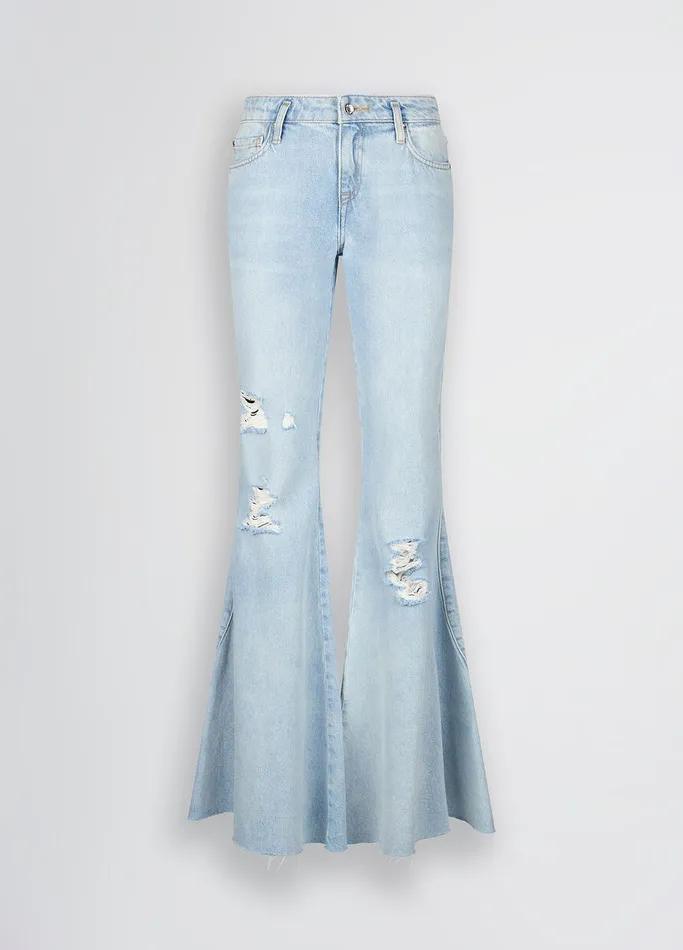 Women Liujo Flare Jeans LowRise Flared Jeans Blue Denim