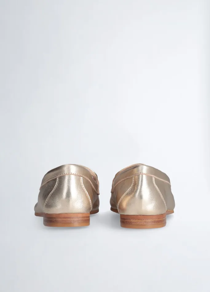 Women Liujo Flat Shoes Soft Nappa Leather Loafers Goldcolour