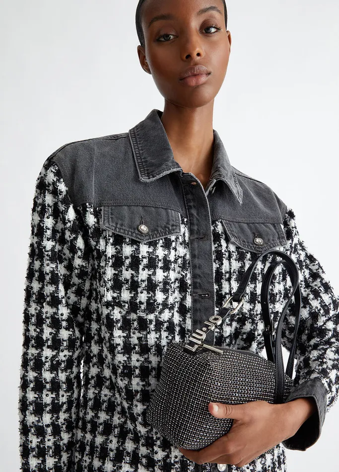 Women Liujo Handbags Shoulder Bag With Rhinestones Black