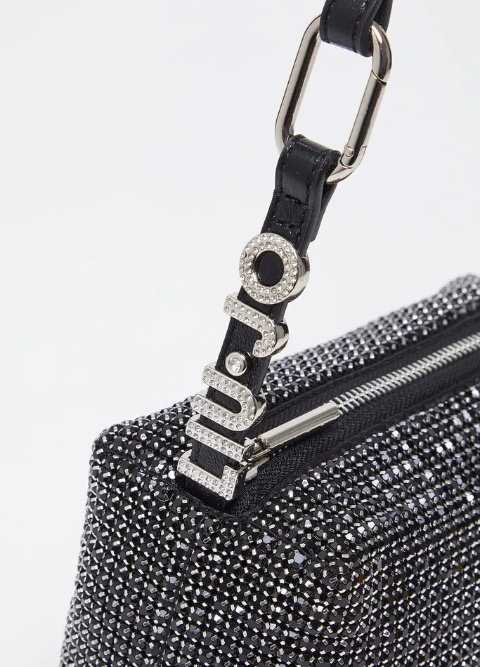 Women Liujo Handbags Shoulder Bag With Rhinestones Black