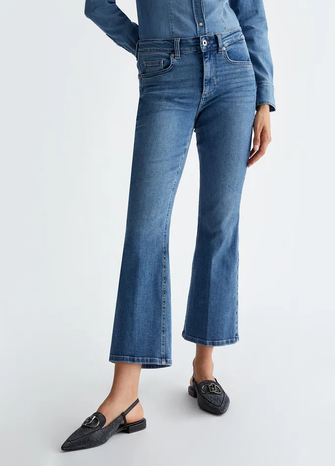 Women Liujo Jeans HighRise Bootcut Jeans Blue Denim