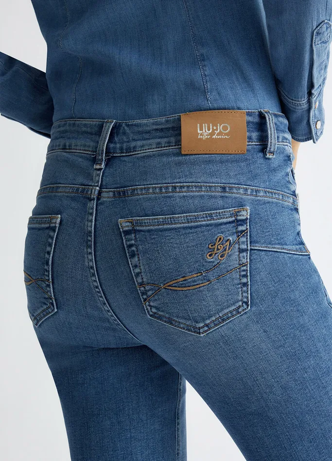 Women Liujo Jeans HighRise Bootcut Jeans Blue Denim