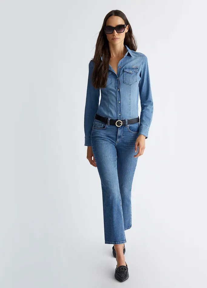 Women Liujo Jeans HighRise Bootcut Jeans Blue Denim