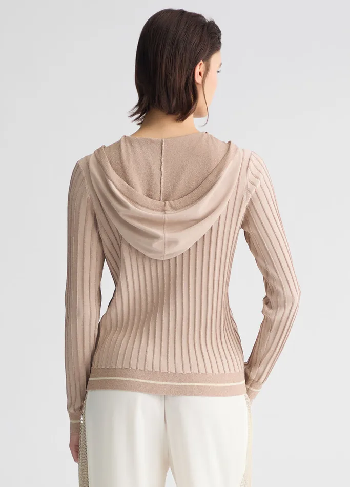 Women Liujo Jumpers and Cardigans Beige Hooded Jumper