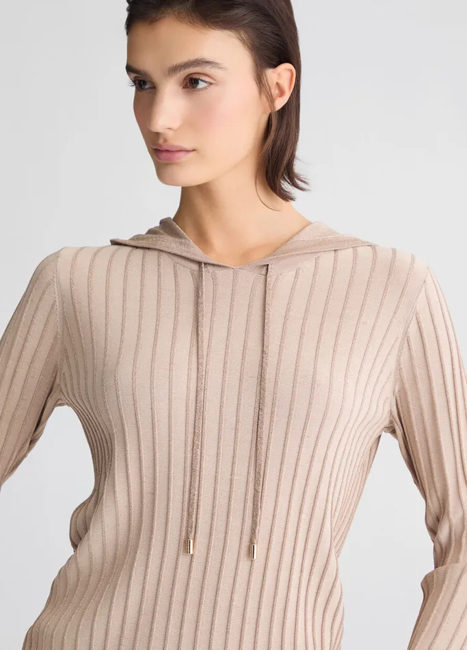 Women Liujo Jumpers and Cardigans Beige Hooded Jumper