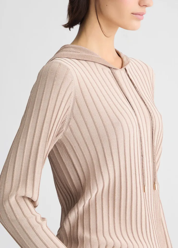 Women Liujo Jumpers and Cardigans Beige Hooded Jumper