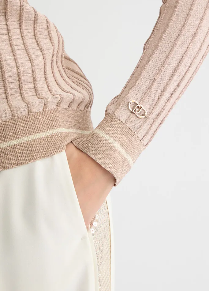 Women Liujo Jumpers and Cardigans Beige Hooded Jumper