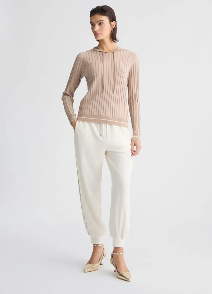 Women Liujo Jumpers and Cardigans Beige Hooded Jumper