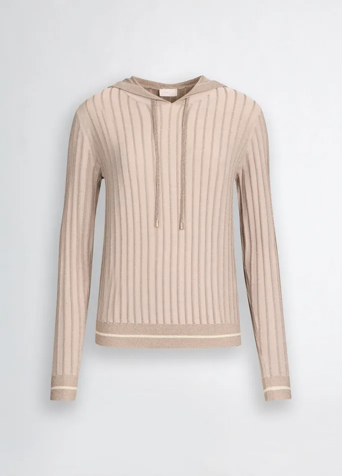 Women Liujo Jumpers and Cardigans Beige Hooded Jumper