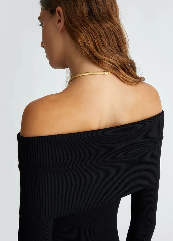 Women Liujo Jumpers and Cardigans Black OffTheShoulder Jumper