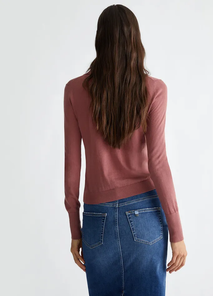 Women Liujo Jumpers and Cardigans CashmereBlend Knit PoloShirt Antique Pink