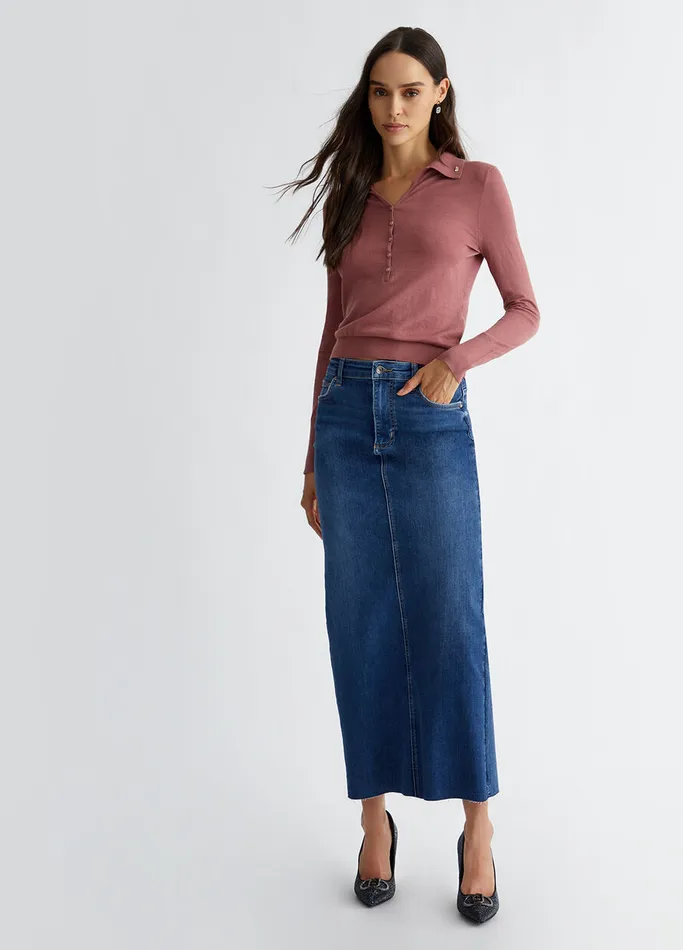 Women Liujo Jumpers and Cardigans CashmereBlend Knit PoloShirt Antique Pink