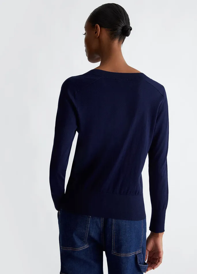 Women Liujo Jumpers and Cardigans Cotton And Cashmere Sweater Dark Blue