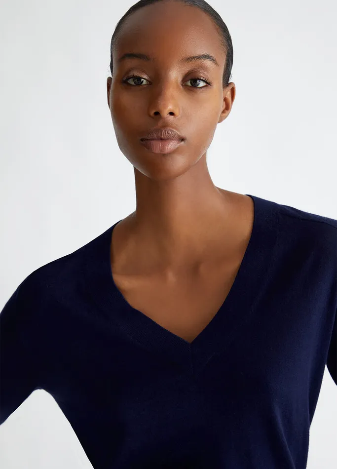 Women Liujo Jumpers and Cardigans Cotton And Cashmere Sweater Dark Blue