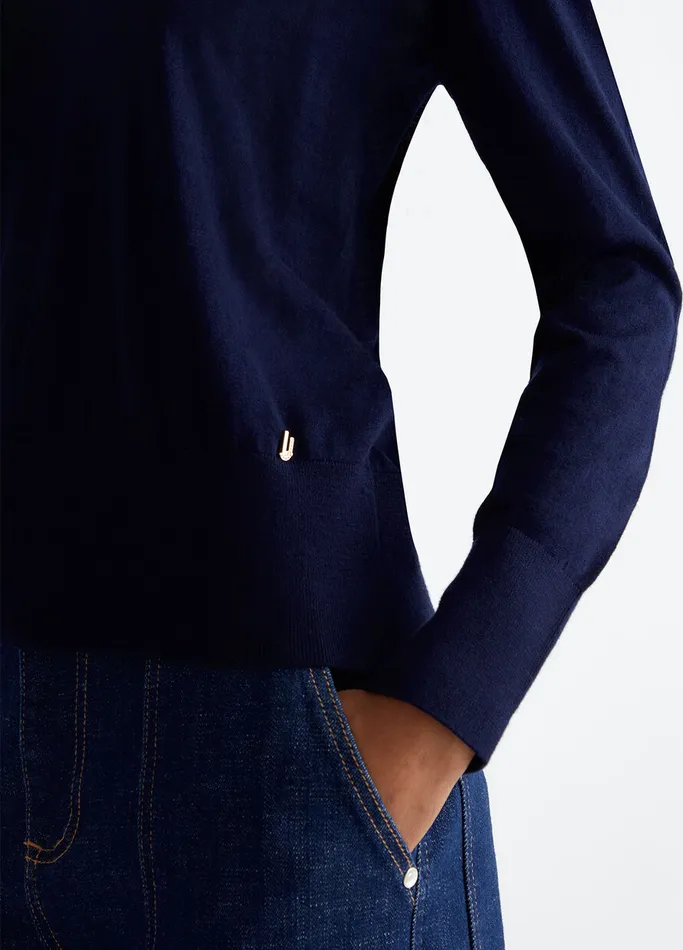 Women Liujo Jumpers and Cardigans Cotton And Cashmere Sweater Dark Blue