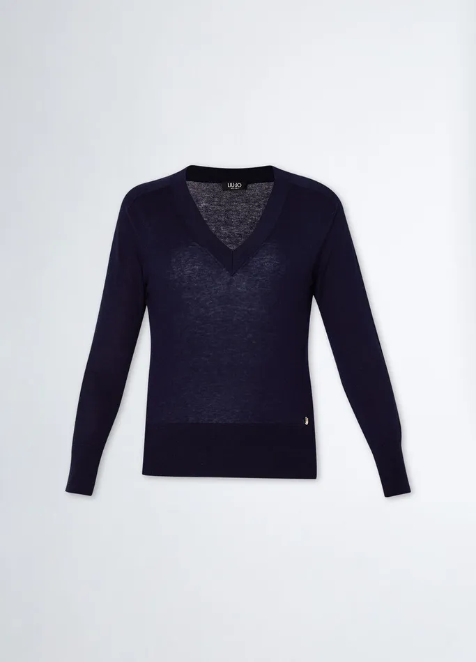 Women Liujo Jumpers and Cardigans Cotton And Cashmere Sweater Dark Blue