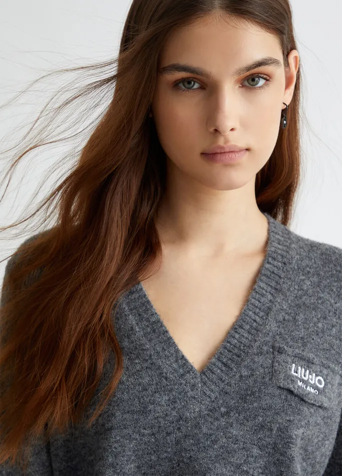 Women Liujo Jumpers and Cardigans Jumper With Logo Dark Grey