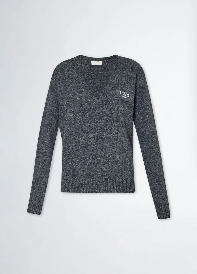Women Liujo Jumpers and Cardigans Jumper With Logo Dark Grey