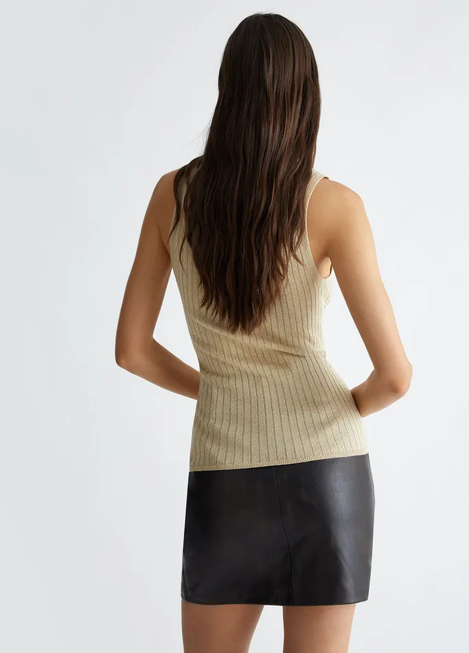 Women Liujo Jumpers and Cardigans Lurex Knit Top Light Gold Colour
