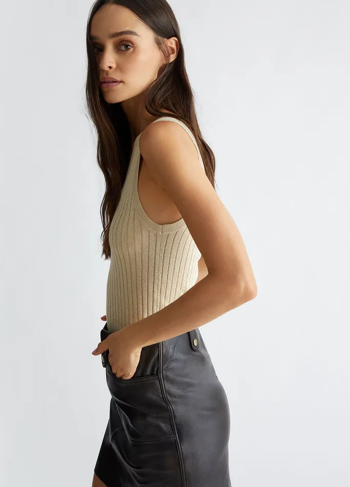 Women Liujo Jumpers and Cardigans Lurex Knit Top Light Gold Colour