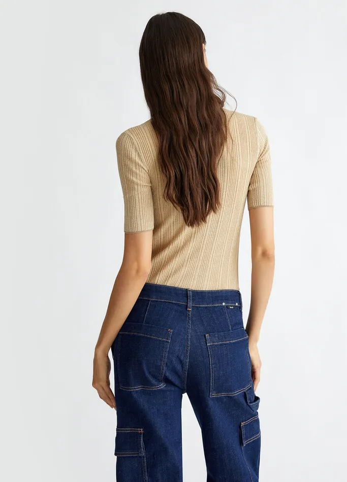 Women Liujo Jumpers and Cardigans Lurex Sweater Goldcolour