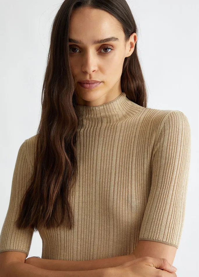 Women Liujo Jumpers and Cardigans Lurex Sweater Goldcolour