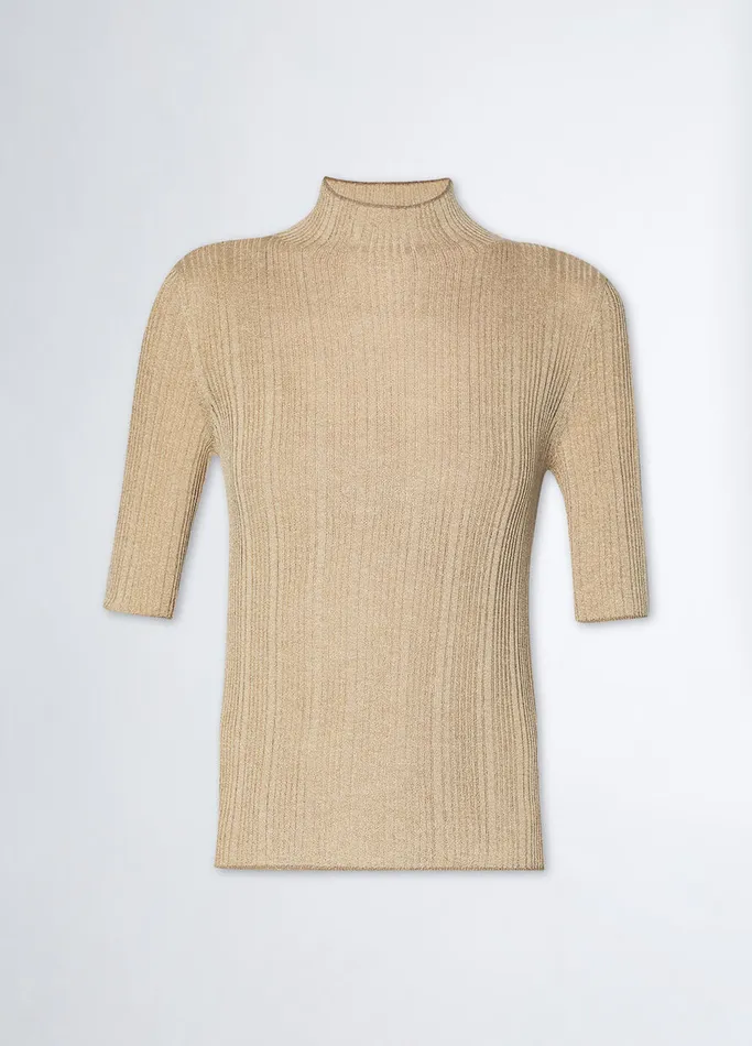 Women Liujo Jumpers and Cardigans Lurex Sweater Goldcolour