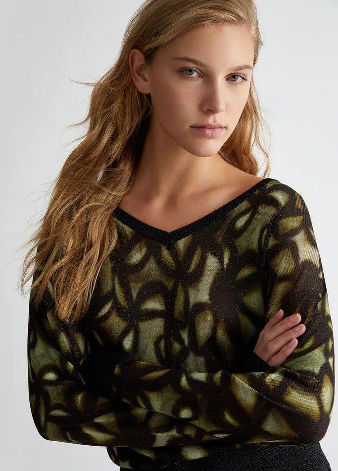 Women Liujo Jumpers and Cardigans Print Jumper Green