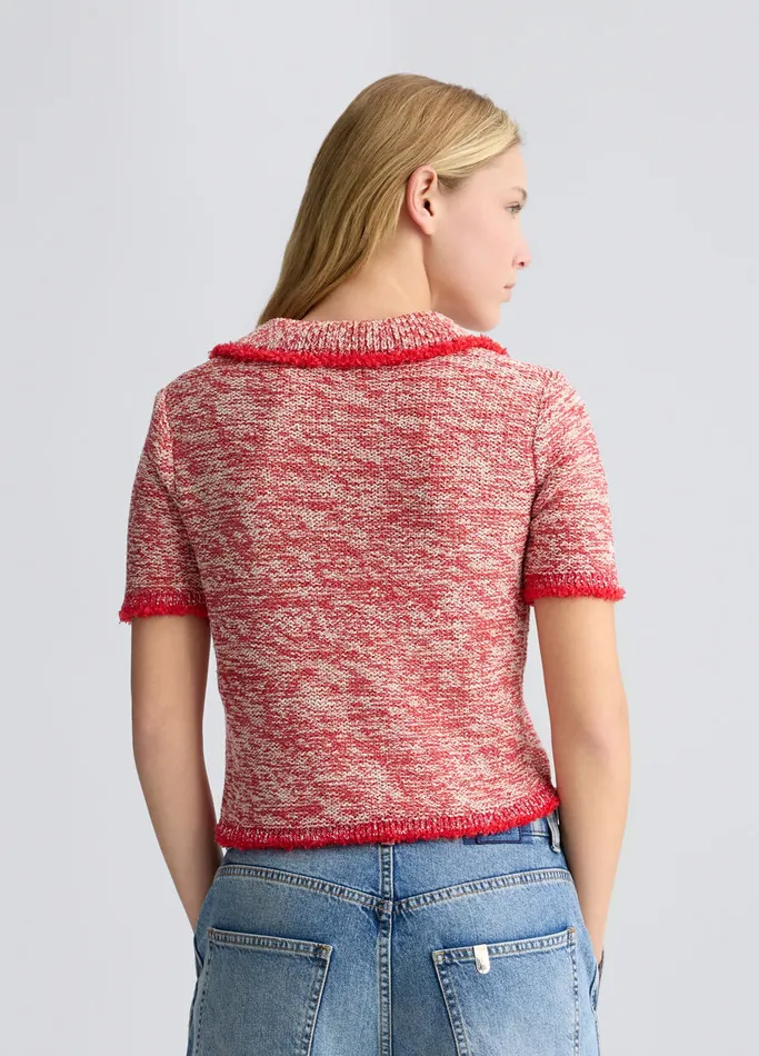 Women Liujo Jumpers and Cardigans Red Knit Polo Shirt