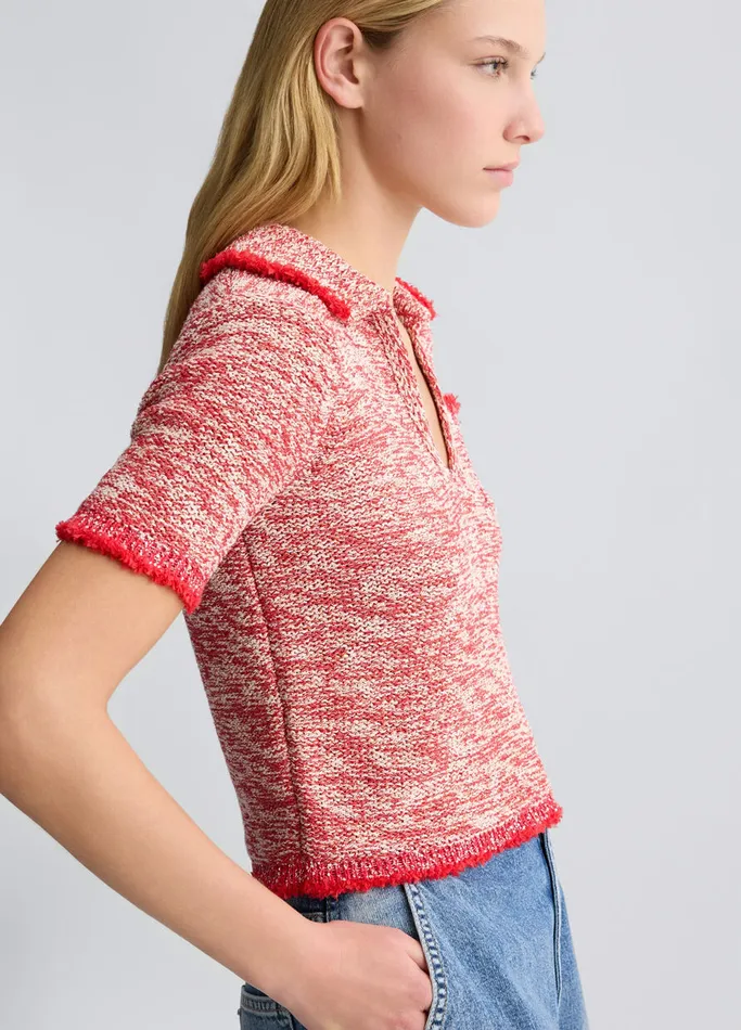 Women Liujo Jumpers and Cardigans Red Knit Polo Shirt