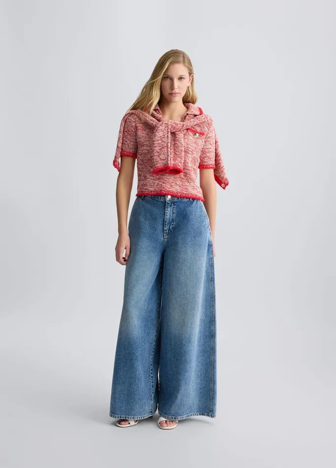 Women Liujo Jumpers and Cardigans Red Knit Polo Shirt