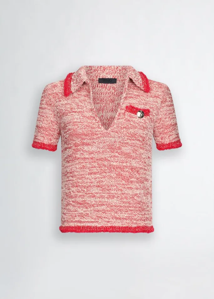 Women Liujo Jumpers and Cardigans Red Knit Polo Shirt