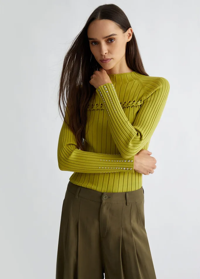 Women Liujo Jumpers and Cardigans Ribbed Jumper Green