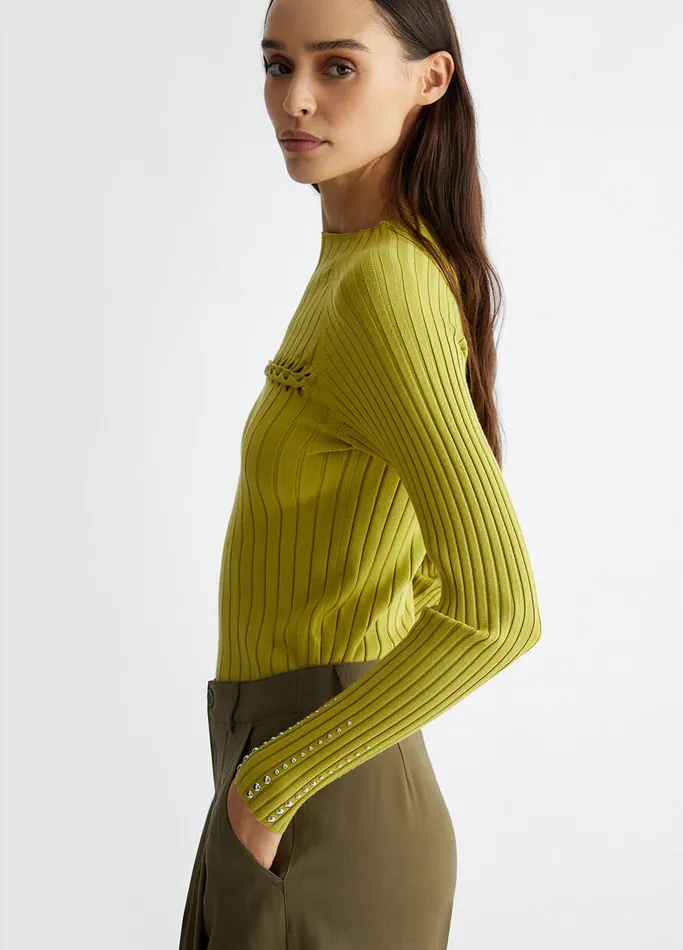 Women Liujo Jumpers and Cardigans Ribbed Jumper Green