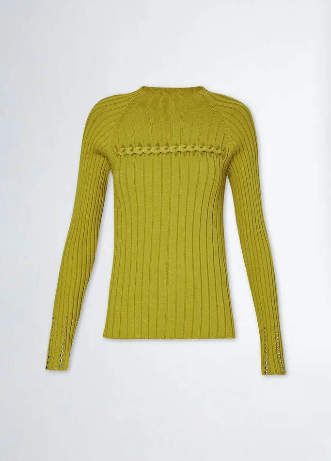 Women Liujo Jumpers and Cardigans Ribbed Jumper Green