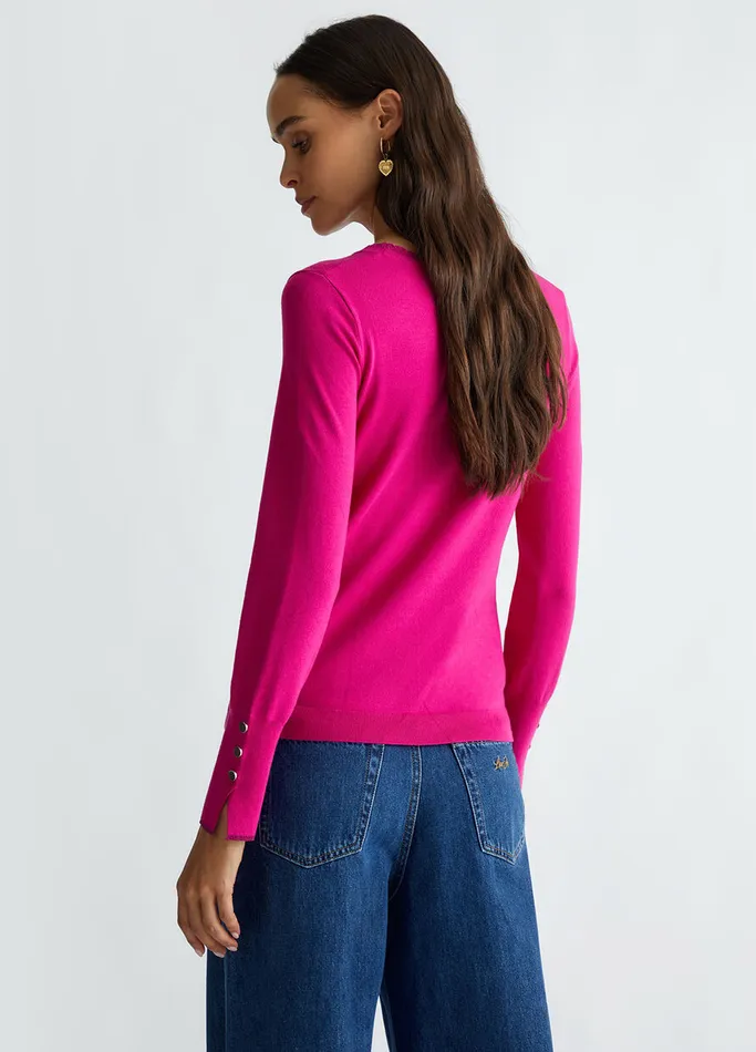 Women Liujo Jumpers and Cardigans Round Neck Jumper Magenta