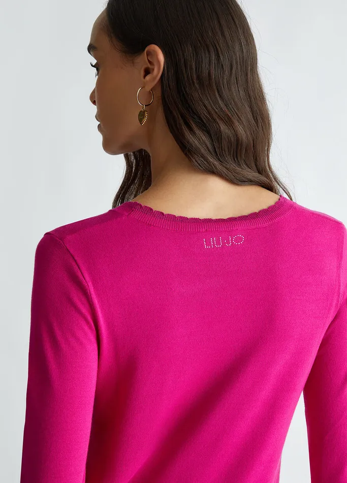 Women Liujo Jumpers and Cardigans Round Neck Jumper Magenta