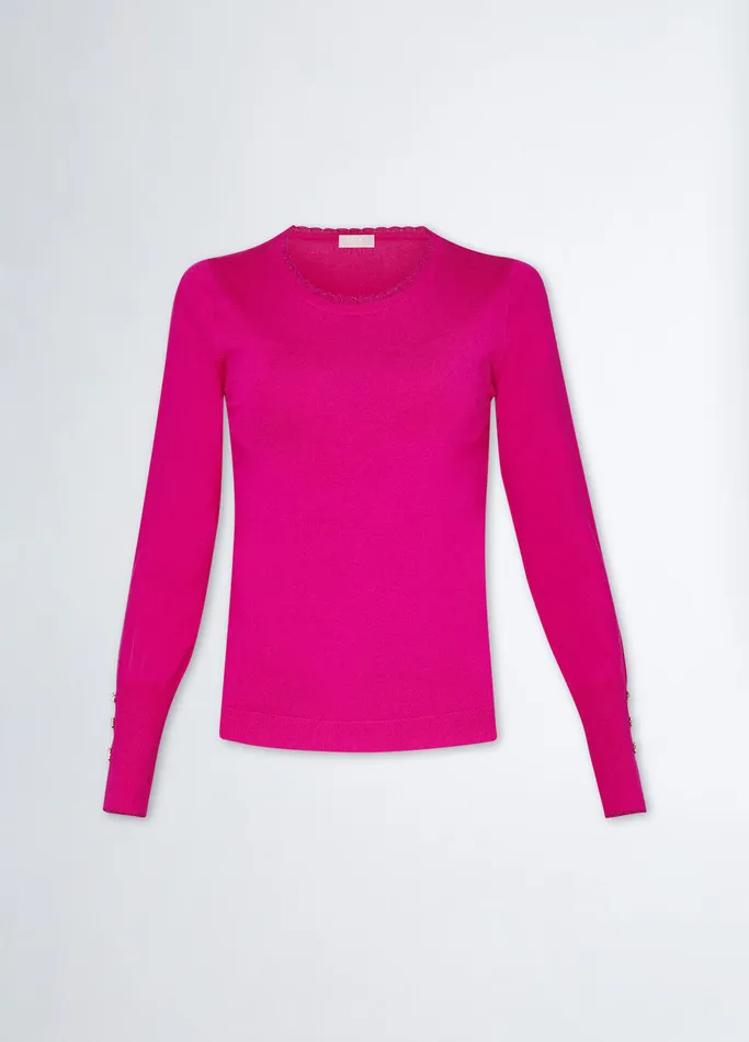 Women Liujo Jumpers and Cardigans Round Neck Jumper Magenta