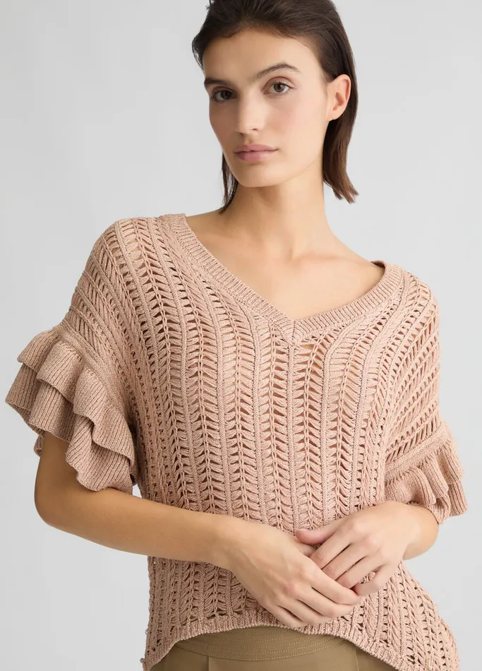 Women Liujo Jumpers and Cardigans SandColour Knit Top Caramel