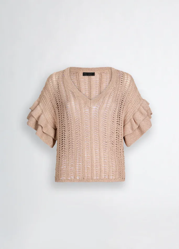 Women Liujo Jumpers and Cardigans SandColour Knit Top Caramel