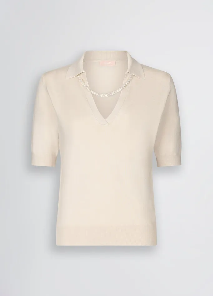 Women Liujo Jumpers and Cardigans Top With Necklace Light Beige