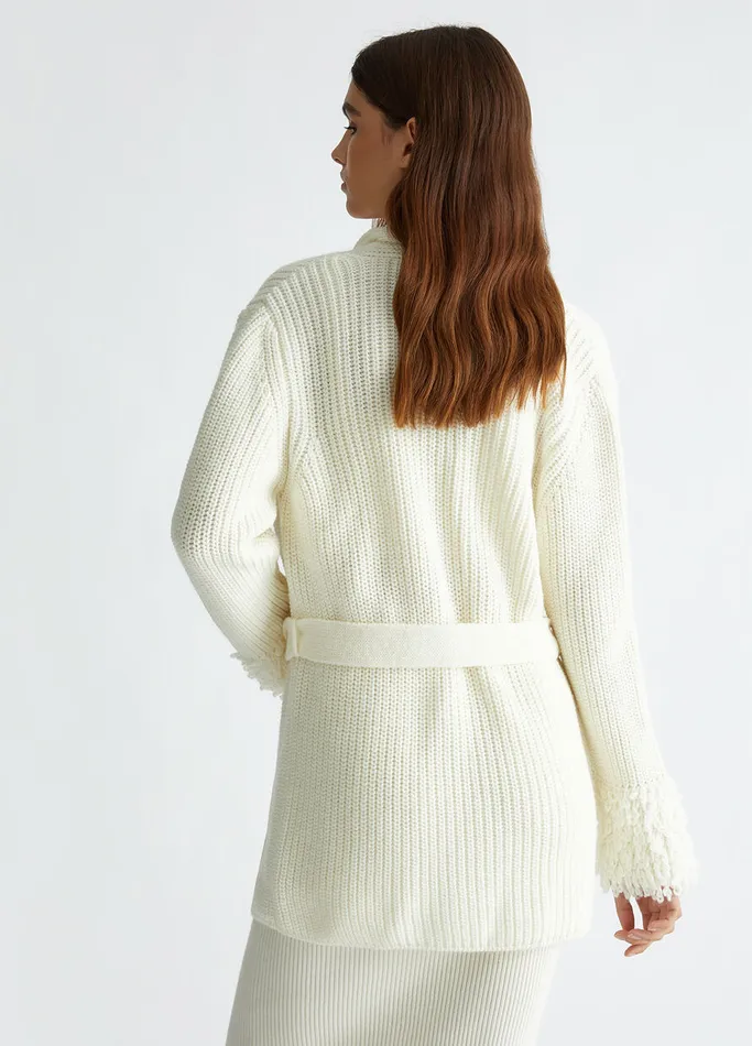 Women Liujo Jumpers and Cardigans White Wool Cardigan Cream