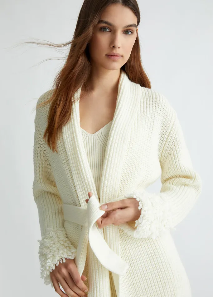 Women Liujo Jumpers and Cardigans White Wool Cardigan Cream