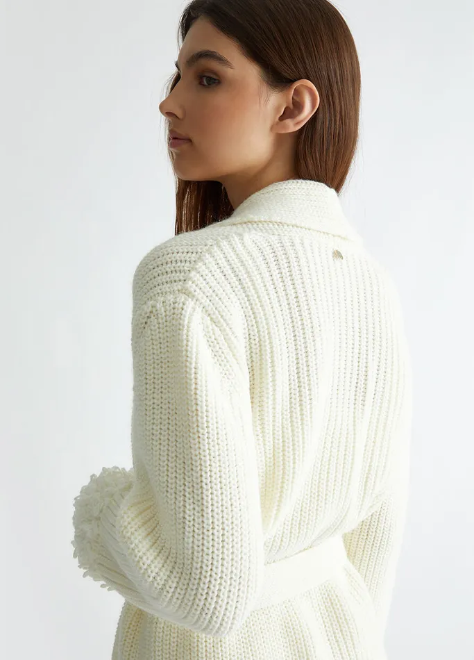 Women Liujo Jumpers and Cardigans White Wool Cardigan Cream