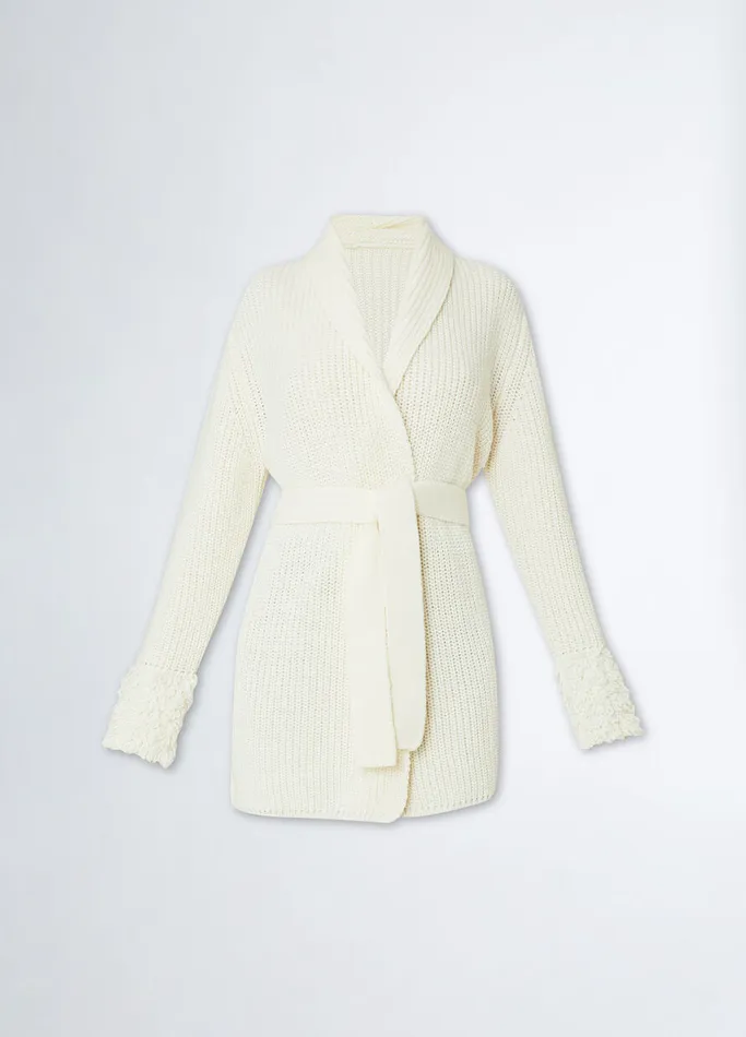 Women Liujo Jumpers and Cardigans White Wool Cardigan Cream