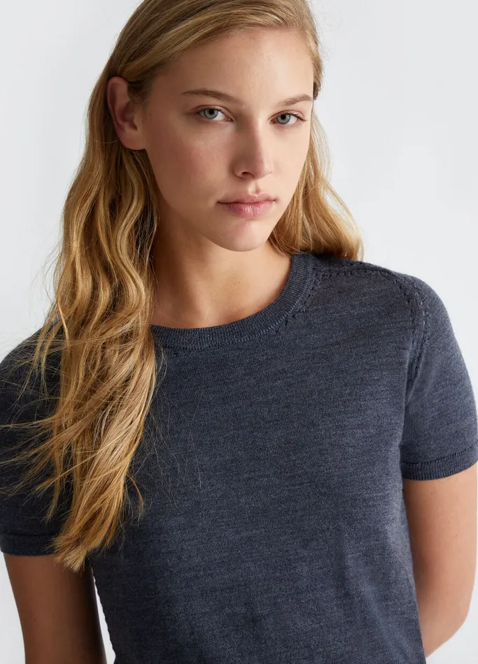 Women Liujo Jumpers and Cardigans Wool Knit TShirt Anthracite
