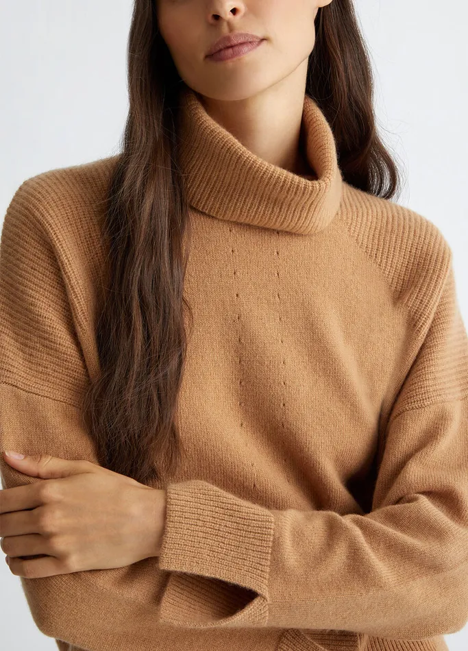 Women Liujo Jumpers and Cardigans Woollen Turtleneck Beige